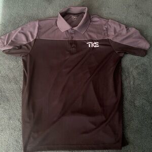 Men's 
Large black and gray two-toned polo shirt with a white TKE logo